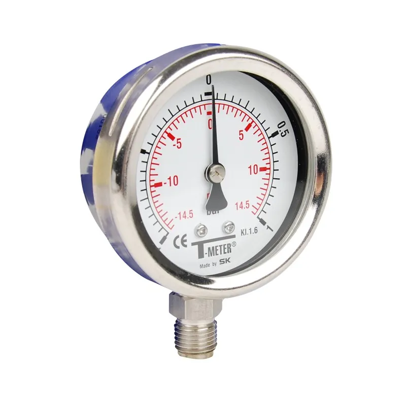 Manomètre radial 1/4" tout inox Ø63 classe 1,6% verre sécurit