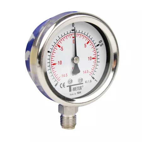 Manomètre radial 1/4" tout inox Ø63 classe 1,6% verre sécurit