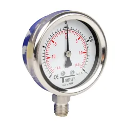 Manomètre radial 1/2" tout inox Ø100 classe 1% verre sécurit