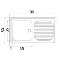 Évier inox à encastrer dimension 1 Cuve