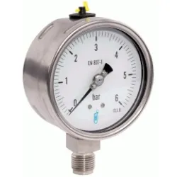 Manomètre industriel vapeur boîtier inox Ø100 cadran sec remplissable classe 1% raccord vertical