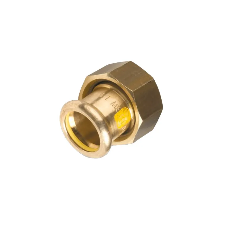 Raccord 2 pièces joint plat compteur cuivre à sertir spécial gaz et GPL