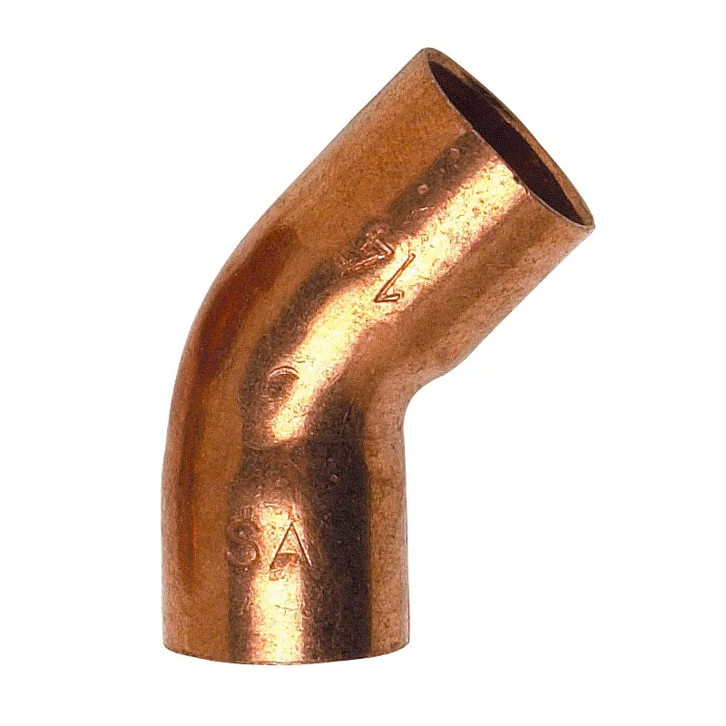 Coude grand rayon 45° cuivre FF femelle - femelle à souder