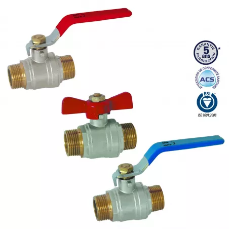 Brass ball valve, part number + male-to-male