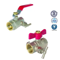 Brass ball valve, model + female-female with drain