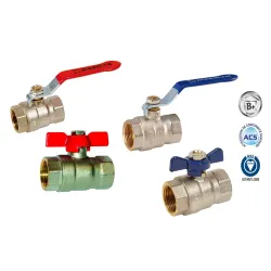 Brass ball valve for building applications, female-female, ACS