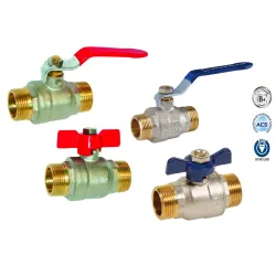 Brass ball valve for building applications, male-to-male, ACS