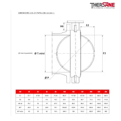 Vanne à papillon 1121 : DIMENSIONS COL ET PAPILLON ( en mm )