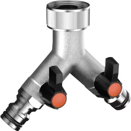 Nez de robinet double laiton chromé CLABER® Quick-Clic System Femelle 3/4"