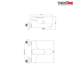 Dimension mitigeur chromé bain douche THEWA MPL30 Série Madi plus