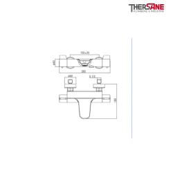 Dimension mitigeur bain douche thermostatique chromé THEWA WPL57