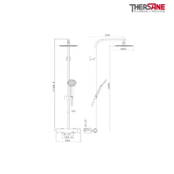 Dimension système douche thermostatique chromé THEWA PRO1