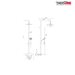 Dimension système douche thermostatique chromé PRO1