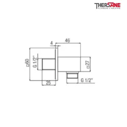 Dimension prise d'eau encastrée carrée laiton AC171CR