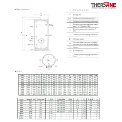 Raccordements et dimensions ballon accumulation ACS INOX BSSI