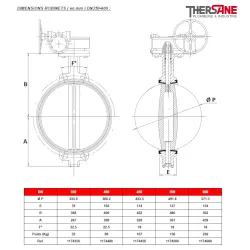 DIMENSIONS ROBINETS en mm DN350-600 1174