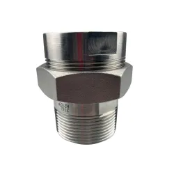 Raccord union portée plate joint PTFE PN40 usiné inox 316L BSP mâle - femelle