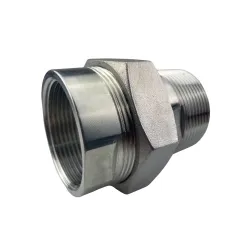 Raccord union portée plate joint PTFE PN40 usiné inox 316L BSP mâle - femelle