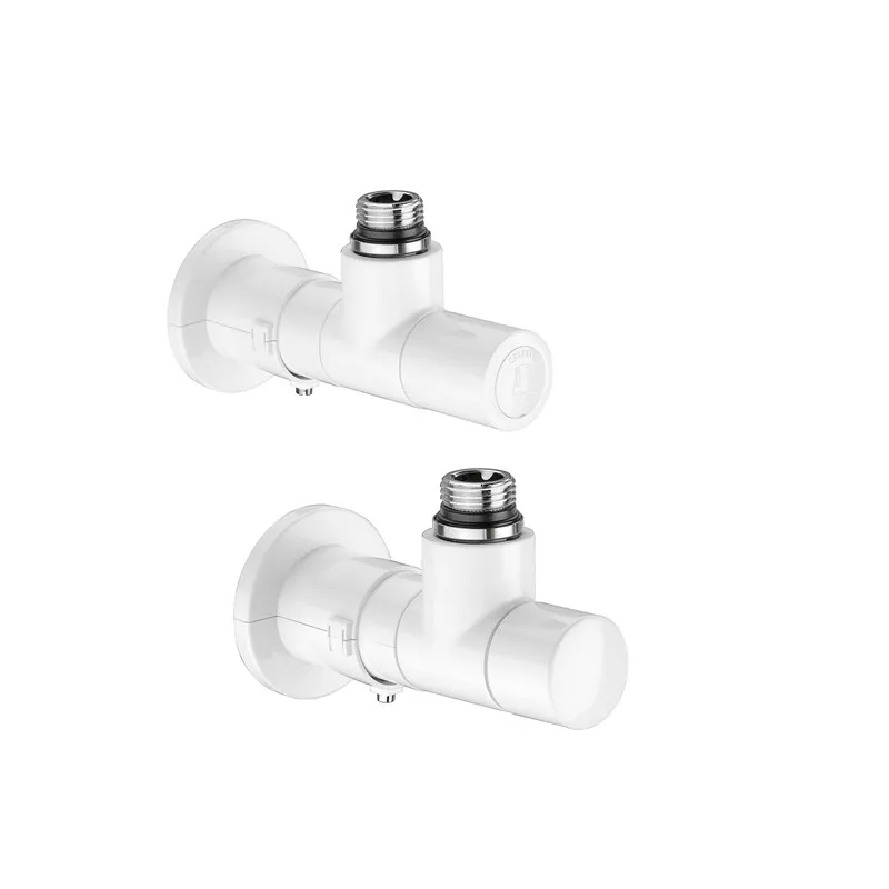 Ensemble de robinetterie équerre blanc pour sèche serviette