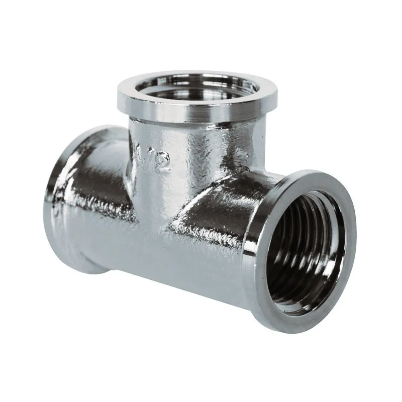 Raccord Té 130 GCH FFF à visser laiton chromé