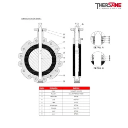 Nomenclature DN400-600 Robinet papillon 1133 manchette EPDM vulcanisé corps fonte papillon inox oreilles taraudées