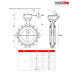Dimensions réducteurs DN350 Robinet papillon 1133 manchette EPDM vulcanisé corps fonte papillon inox oreilles taraudées