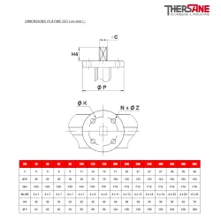 Dimensions platine ISO Robinet papillon 1133 manchette EPDM vulcanisé corps fonte papillon inox oreilles taraudées