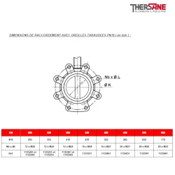 Dimensions raccordement Robinet papillon 1135  manchette EPDM vulcanisé corps fonte papillon fonte