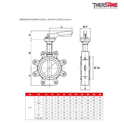 Dimensions robinets DN40-300 Robinet papillon 1135 réducteur monté à manchette EPDM vulcanisé corps fonte papillon fonte