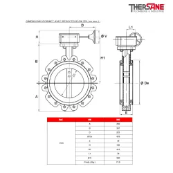 Dimensions robinets DN350 Robinet papillon 1135 réducteur monté à manchette EPDM vulcanisé corps fonte papillon fonte