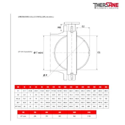 Dimensions col et papillon vanne à papillon 1125 corps fonte GL avec papillon fonte et manchette EPDM