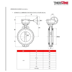 Vanne à papillon avec réducteur monté corps fonte GL avec papillon fonte et manchette EPDM
