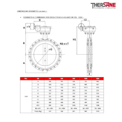 Vanne à papillon avec réducteur monté corps fonte GL avec papillon fonte et manchette EPDM