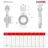 Dimensions vanne à papillon double excentration WAFER sièges PTFE