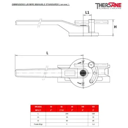 Dimensions leviers vanne à papillon double excentration WAFER sièges PTFE