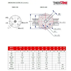 Dimensions platine ISO vanne à papillon double excentration WAFER sièges PTFE