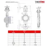 Dimension dn150-200  vanne à papillon double excentration LUG PN 10/16 sièges PTFE