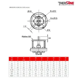 Dimensions platine et axe vanne à papillon double excentration acier PN16 ou Class 150 PN20