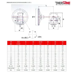 Dimensions réducteur vanne à papillon double excentration acier PN16 ou Class 150 PN20