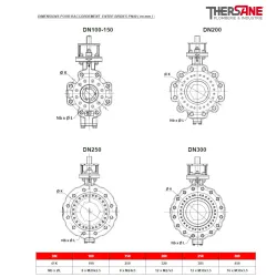 Dimensions raccordement Vanne à papillon triple excentration corps acier papillon inox oreilles taraudées