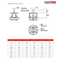 Dimensions platine ISO Vanne à papillon triple excentration corps acier papillon inox oreilles taraudées