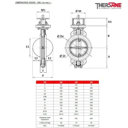 Dimension dn200-350 vanne à papillon double excentration acier WAFER PN25