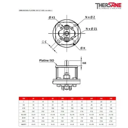 Dimension platine ISO vanne à papillon double excentration acier WAFER PN25