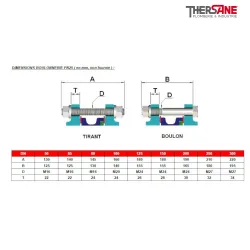 Dimension boulonnerie vanne à papillon double excentration acier WAFER PN25