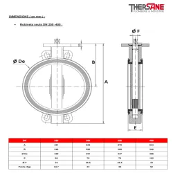 Dimension DN250-400 robinet papillon à poignée crantée manchette EPDM corps fonte papillon inox oreilles lisses de centrage