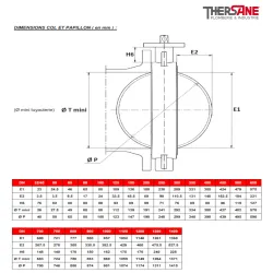 Dimension col et papillon robinet papillon à poignée crantée manchette EPDM oreilles lisses de centrage