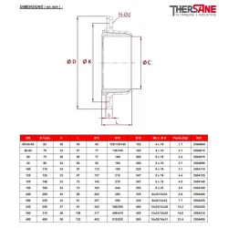 Dimensions Bride libre raccordement pour tube PVC