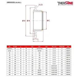 Dimensions Bride verrouillée de raccordement