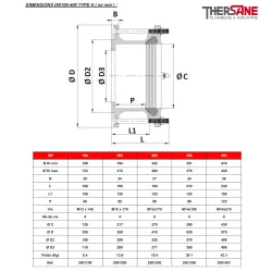 Dimensions dn100-400 Adaptateur à bride fonte à serrage extérieur pour tubes rigides