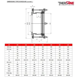 Dimensions dn250-400 Adaptateur à bride fonte à serrage extérieur pour tubes rigides